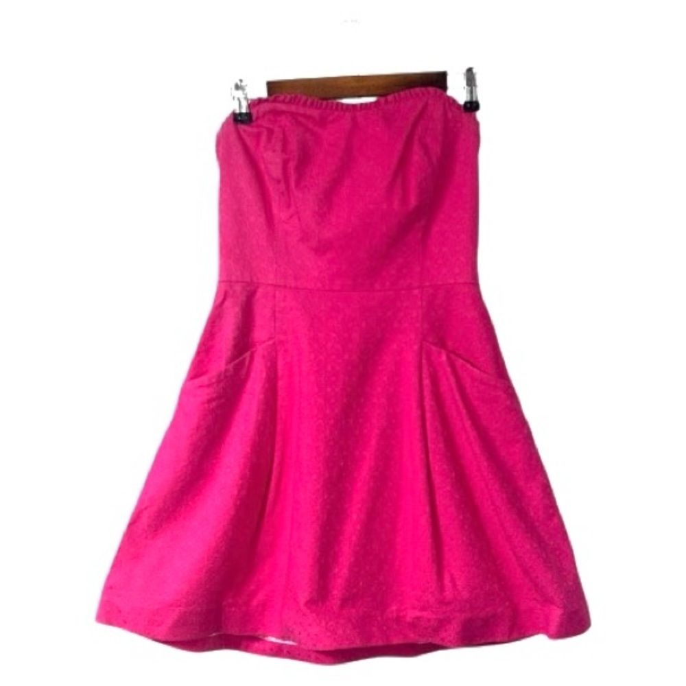 Lilly Pulitzer Magenta Pink Floral Strapless A-Line Dress Glinda Wicked  Size 6